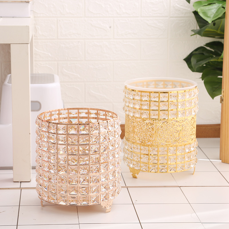 创意家用水晶垃圾桶 客厅卧室装饰摆件收纳桶 卫生间无盖垃圾篓
