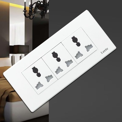 118型开关插座面板9孔九孔家用暗装墙式三位三插六孔国际通用电源