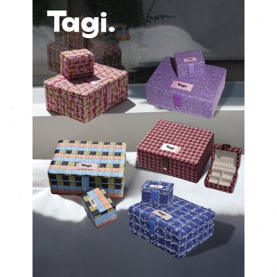 Tagi.首饰枕头提花首饰盒大容量复古便携mini双层子母收纳盒图片