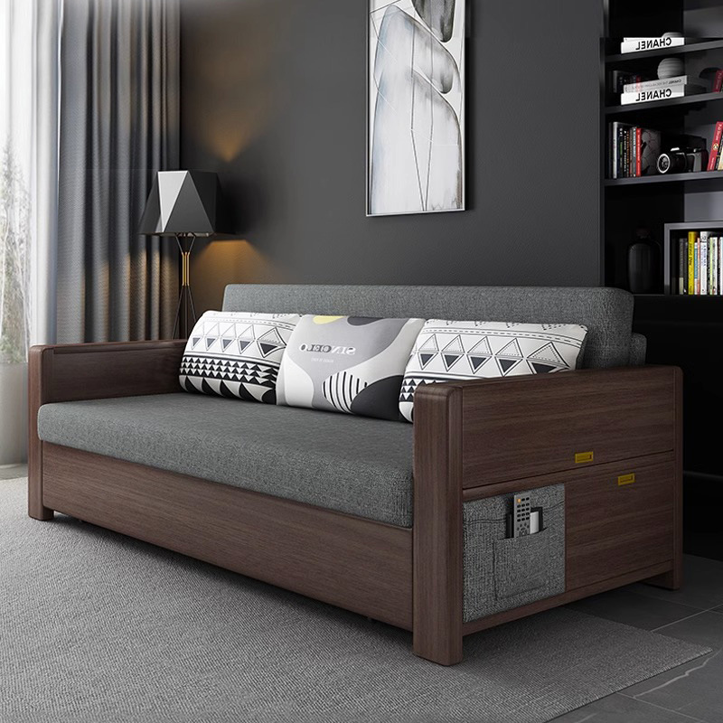 多功能折叠沙发床两用家用小户型网红款单人位实木沙发床工厂批发