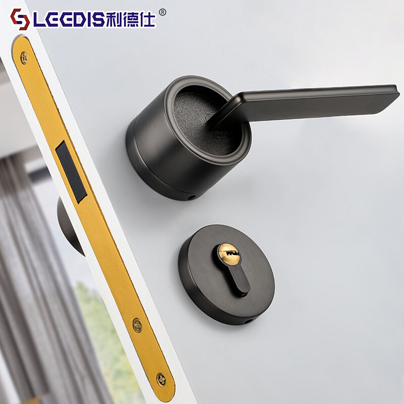 简约室内卧室房门锁灰黑色北欧静音磁吸木门锁现代书房机械执手锁