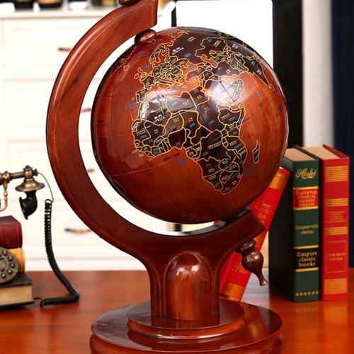 实木地球仪大号办公室桌面摆件小号家居摆设商务送礼工艺品书房装