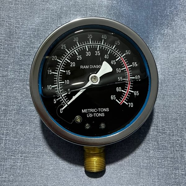 0-65 METRIC-TONS 0-70 Us-TONS RAM DIA90mm缸压表油压式 Φ10cm