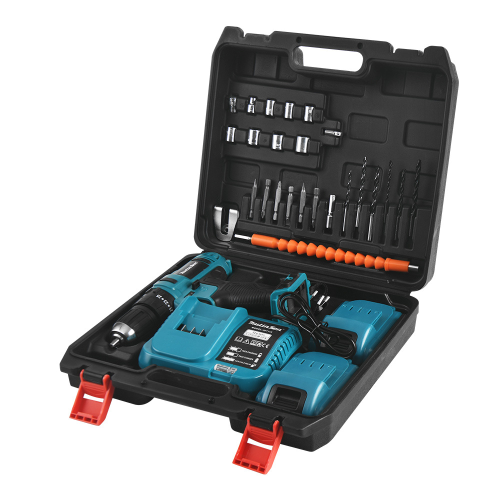 实用型工具冲击钻内配多种型号钻头21V锂电大功率手电钻套装批发