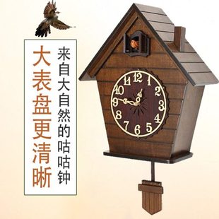 现代简约实木布谷鸟挂钟咕咕钟静音智能报时时钟儿童房客厅钟表