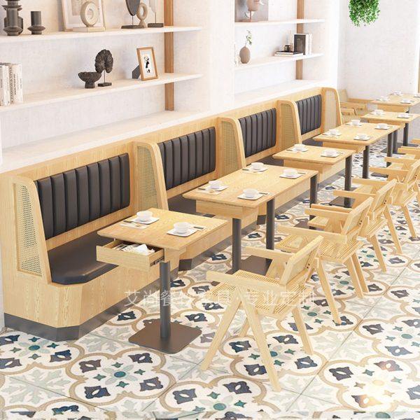 实木编藤卡座沙发连锁餐厅酒店火锅店桌椅组合东南亚饭店家具,商业/办公家具,成套餐饮家具,淘宝优惠券,粉丝福利购,淘宝优惠卷