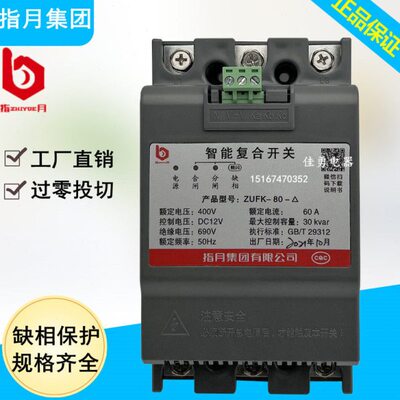 指月集团三相电容器智能复合开关ZUFK-60 80 100-△-400V投切开关
