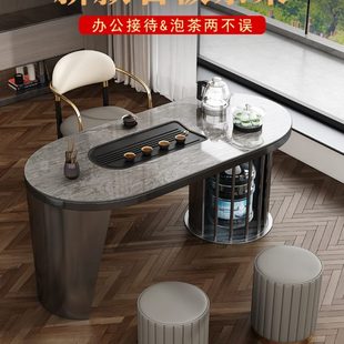 轻奢茶桌家用小茶台阳台岩板喝茶桌椅组合小型茶几现代简约泡茶桌