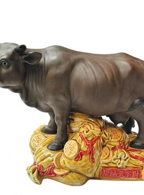 石湾陶瓷公仔牛中式十二生肖动物家居装饰摆件纯手工客厅送礼桌面