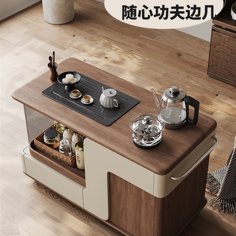 活动沙发边桌柜实木咖啡s桌客厅家小公寓茶具集成板岩中世纪手推