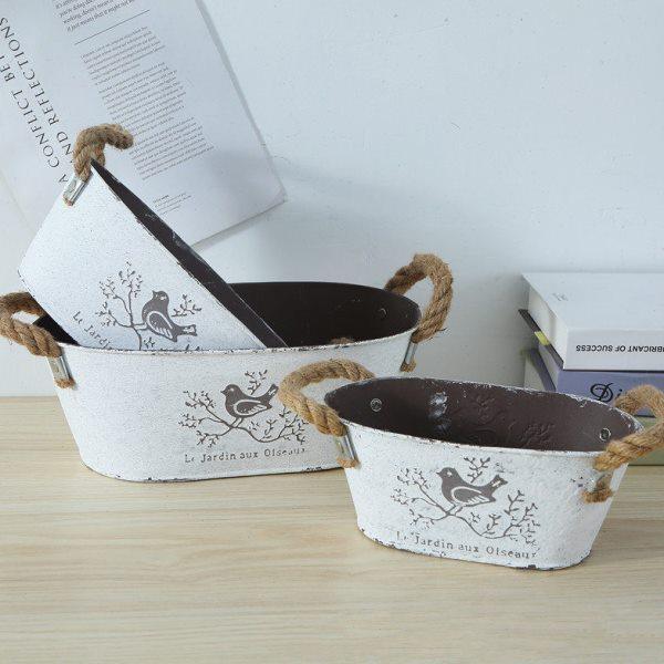 复古做旧铁皮花盆麻绳把手椭圆形铁花盆多肉绿植花盆阳台收纳花器,家居饰品,花盆,淘宝优惠券,粉丝福利购,淘宝优惠卷