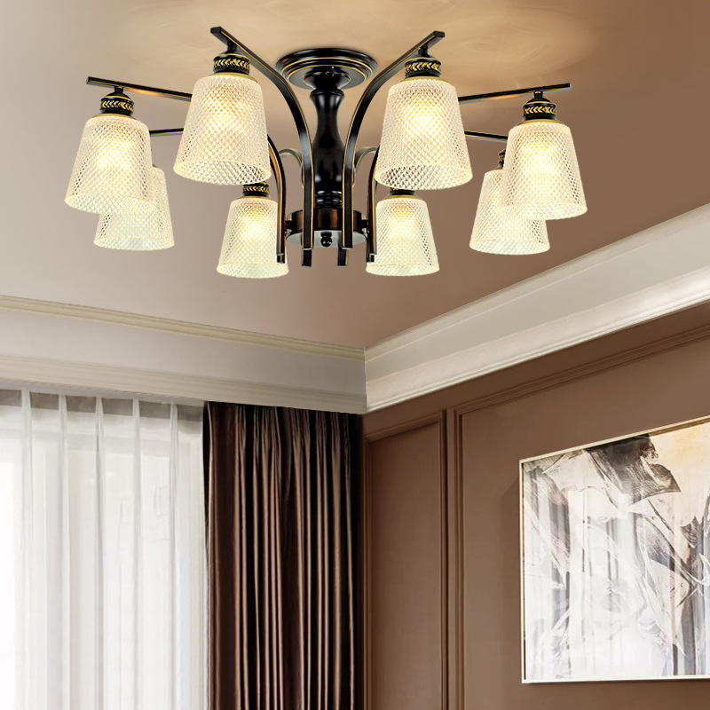 美式吸顶客厅灯北欧田园铁艺灯轻奢现代简约大气创意个性家用灯具