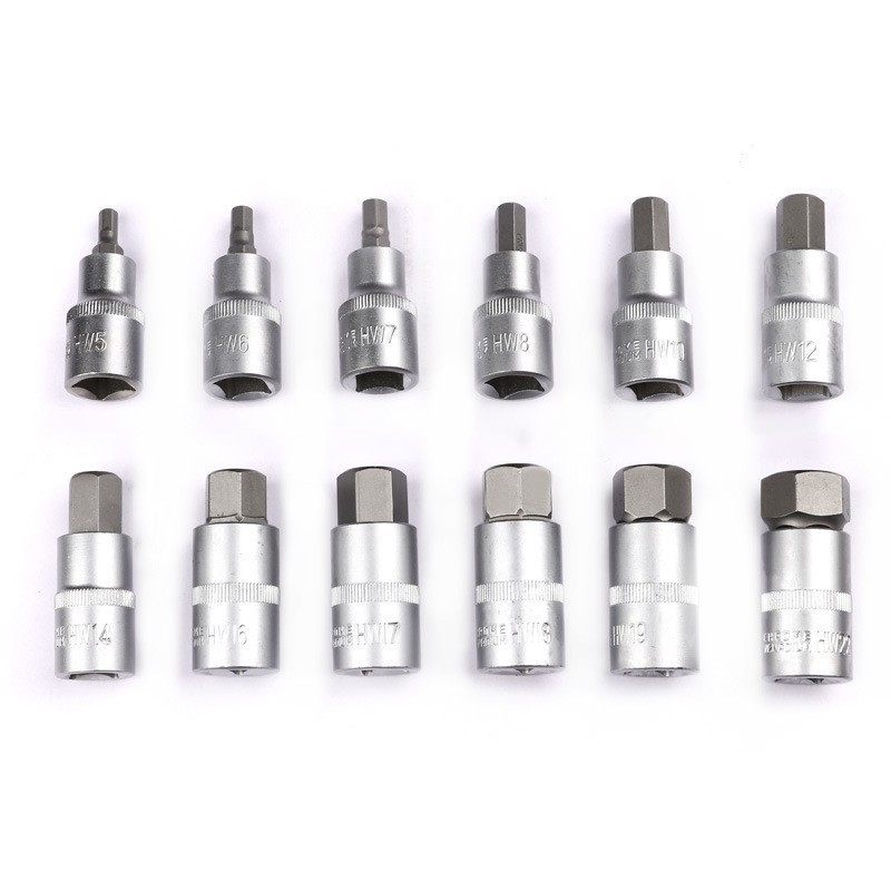 厂家直销12PC1/2规格工具钢滚花压批套筒气动汽修组套五金工具