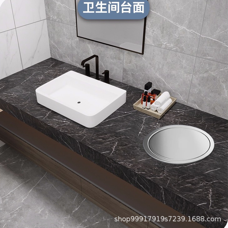 商场洗手台嵌入式台面不锈钢垃圾桶盖厨房橱柜挂式隐藏摇盖子单买