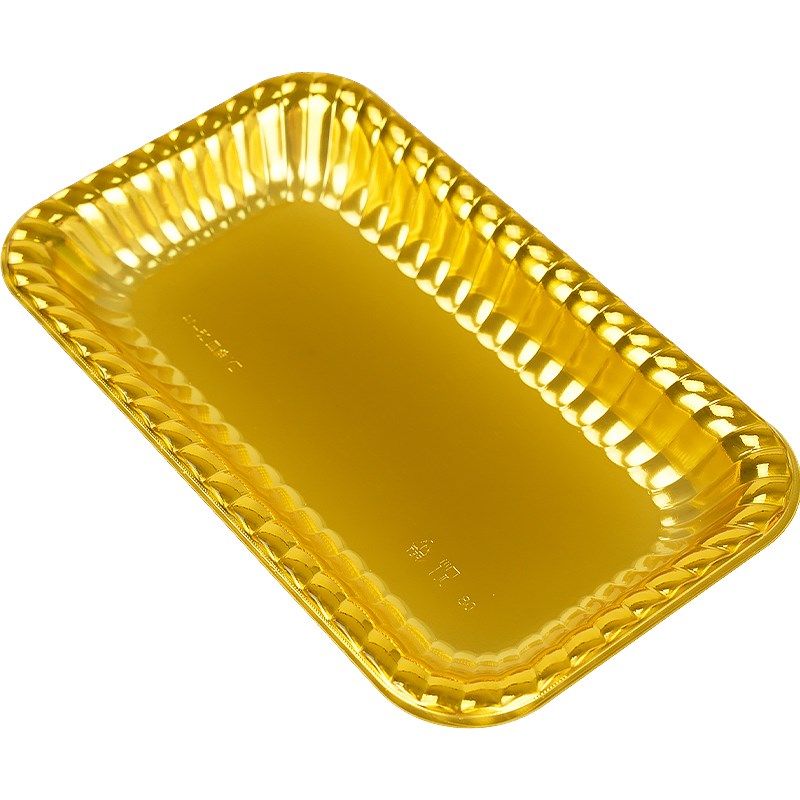 一次性金色水果托盘高档果切金色塑料水果生鲜柚子车厘子外卖打包