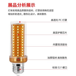 led灯泡家用客餐厅吊q灯替换光源E27螺口全光谱护眼超亮节能玉米