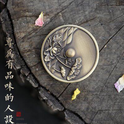 荷花雕刻纯铜灰压香炉香铲家用打香篆拓香配件香道香器香灰压工具