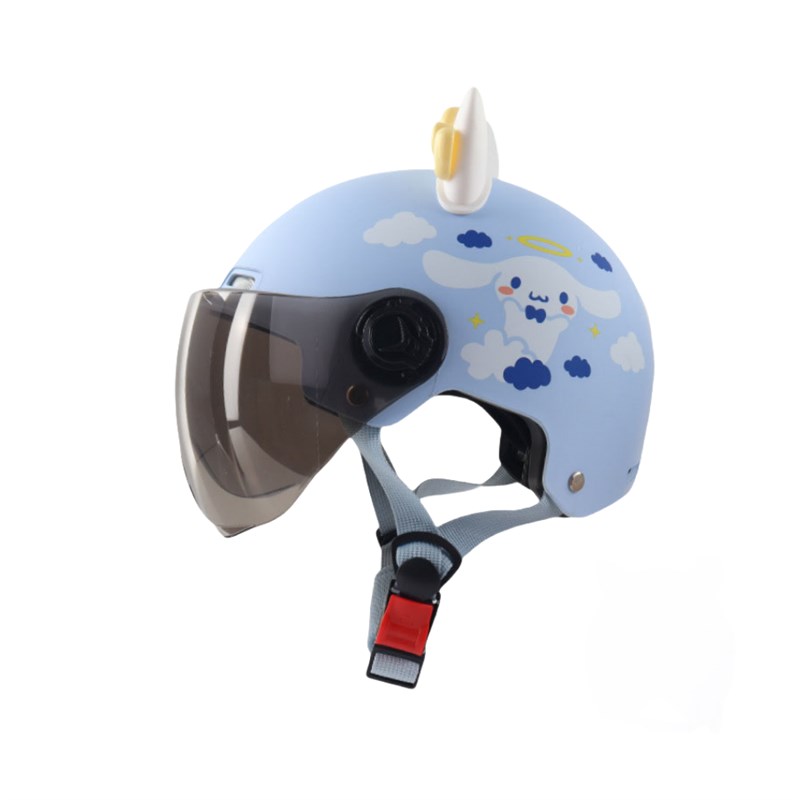 玉桂狗成人儿f童电动车头盔防水大耳狗电瓶摩托车安全帽半盔可拆