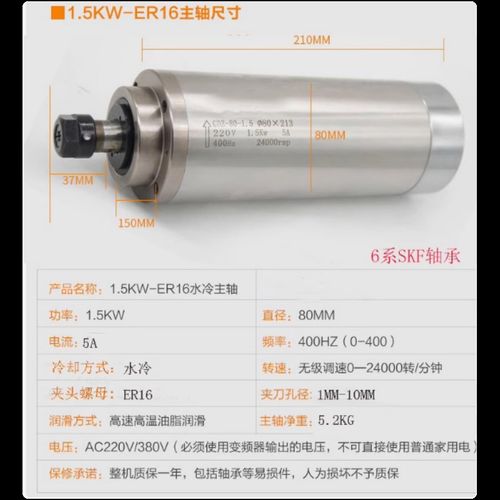 雕刻机主轴电机800/1.5/2.2KW3.0/3.2/4.5/5.5KW昌盛CS高速电主轴