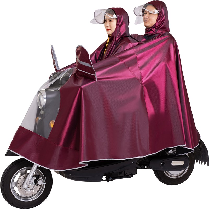 豌豆雨电动电瓶摩托车雨衣双人2人男女加大骑行S长款全身防雨雨披