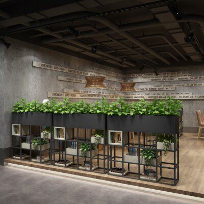 工业风铁艺隔断花架办公室咖啡酒吧客餐厅卡座绿植屏风装饰置物架