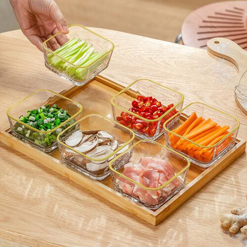 葱姜蒜备菜盘火锅配菜盘分格餐盘佐料收纳家用小料厨房台面玻璃大