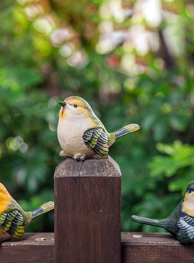 创意庭院阳台园艺装饰工艺品礼物家居摆设仿真树脂小鸟装饰摆件