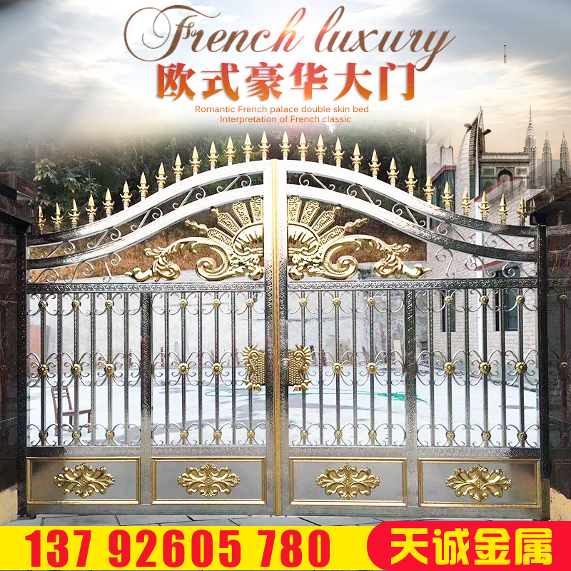 不锈钢庭院大门双开四开门农村304别墅防盗门家用豪华院子门