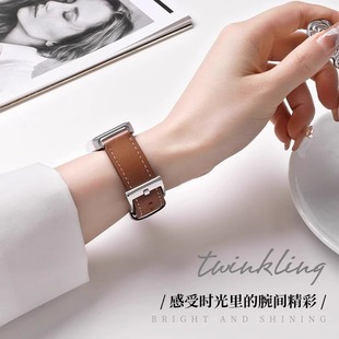 通用替换带配件 band9nfc针扣磁吸折叠扣腕带皮质简约表链男女时尚 适用于荣耀手环9 10皮质表带智能运动honor