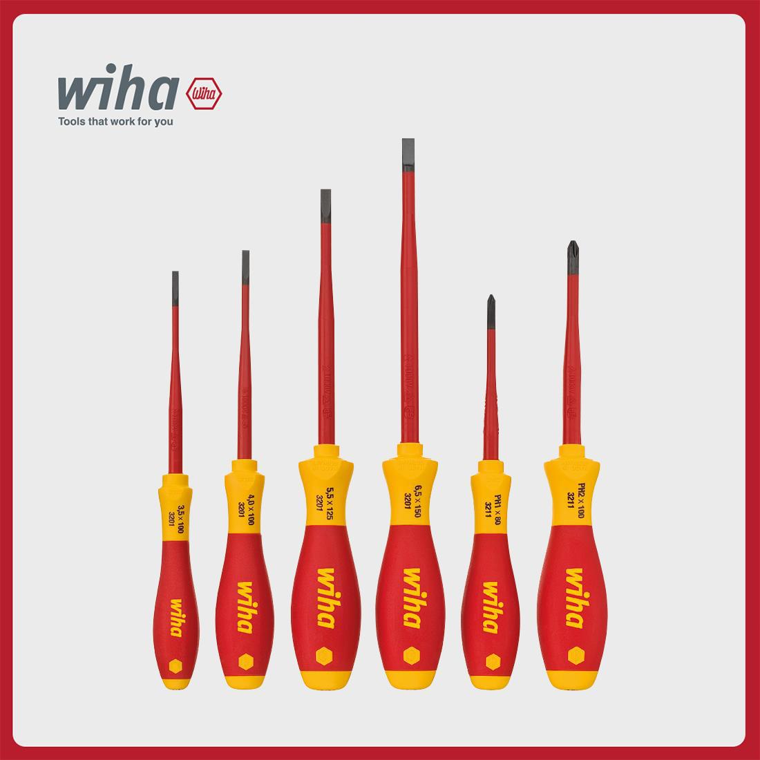 wiha威汉德国SoftFinish®电工绝缘细杆螺丝起子6件套