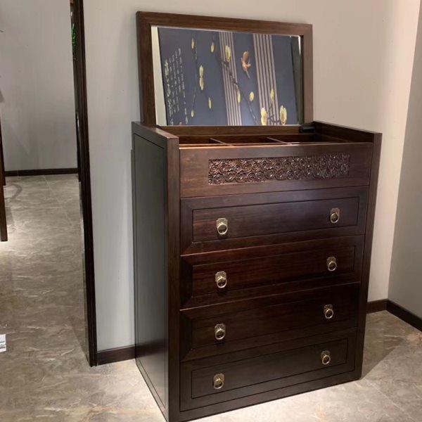 新中式实木五斗柜入户收纳现代简约卧室抽屉储物柜七斗橱镜子整装,住宅家具,斗柜,淘宝优惠券,粉丝福利购,淘宝优惠卷