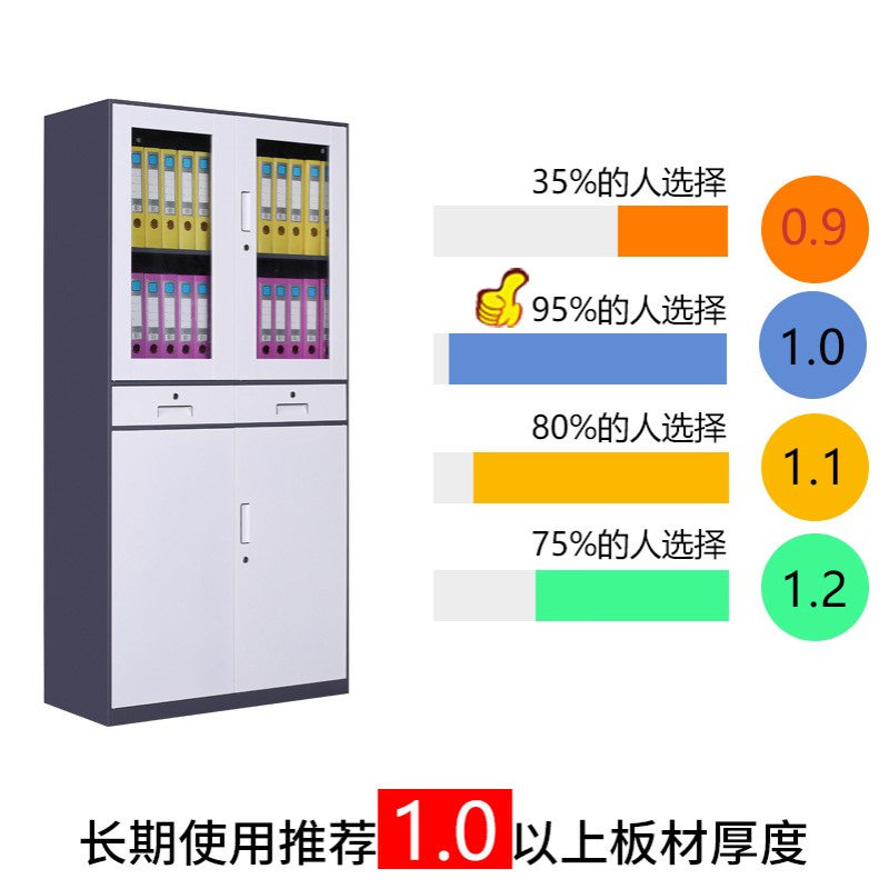 钢制文件柜铁皮柜办公室资料档案柜黑白套色财务凭证柜储物柜带锁