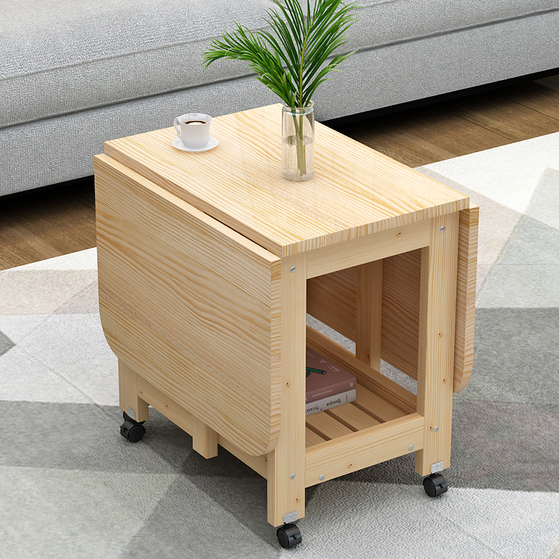 L7实木茶几折叠餐桌两用边几小户型移动矮桌伸缩写字台茶台简约方