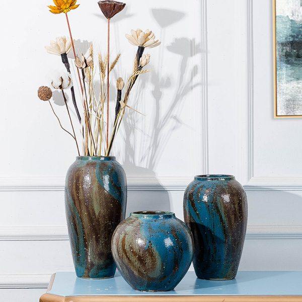 简约现代陶瓷花瓶摆件会议室咖啡厅装饰品新中式干花插花多肉花盆