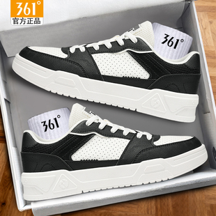 361透气网面运动男款板鞋361度正品学生轻便运动鞋黑色拼接休闲鞋