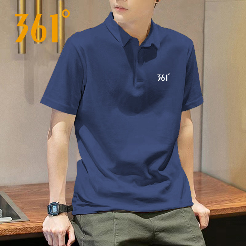 361度翻领短袖商务POLO衫男款361新款速干透气休闲运动上衣男装