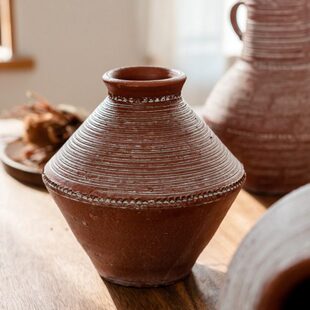 红陶罐手工粗陶多肉花盆花瓶花器土陶罐瓦罐新中式古法制造插干花
