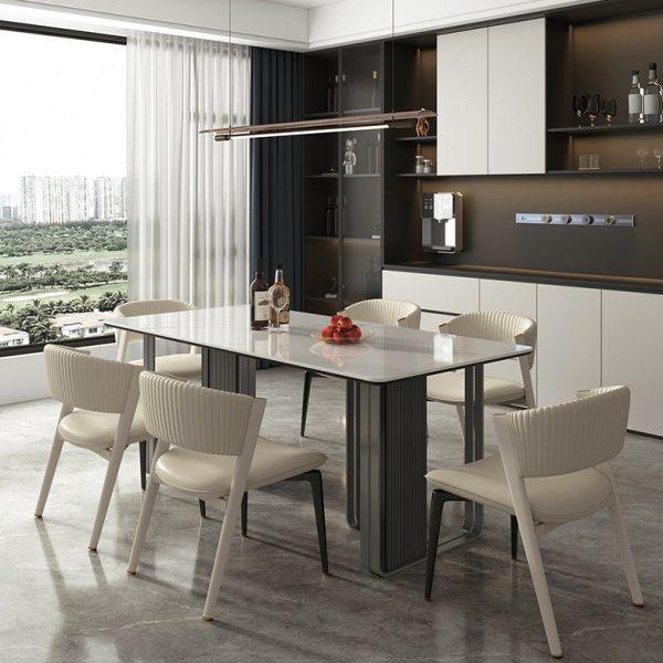 轻奢现代岩板餐桌高级感君子兰大理石不锈钢长方形桌椅组合家用,住宅家具,大理石餐桌,淘宝优惠券,粉丝福利购,淘宝优惠卷