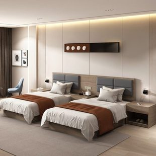 酒店家具标间全套定制全季民宿专用床快捷民宿客房双床公寓宾馆床