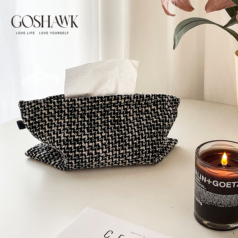 GOSHAWK简约家用客厅卧室餐桌收纳桌面装饰纸巾盒布艺车载纸巾袋