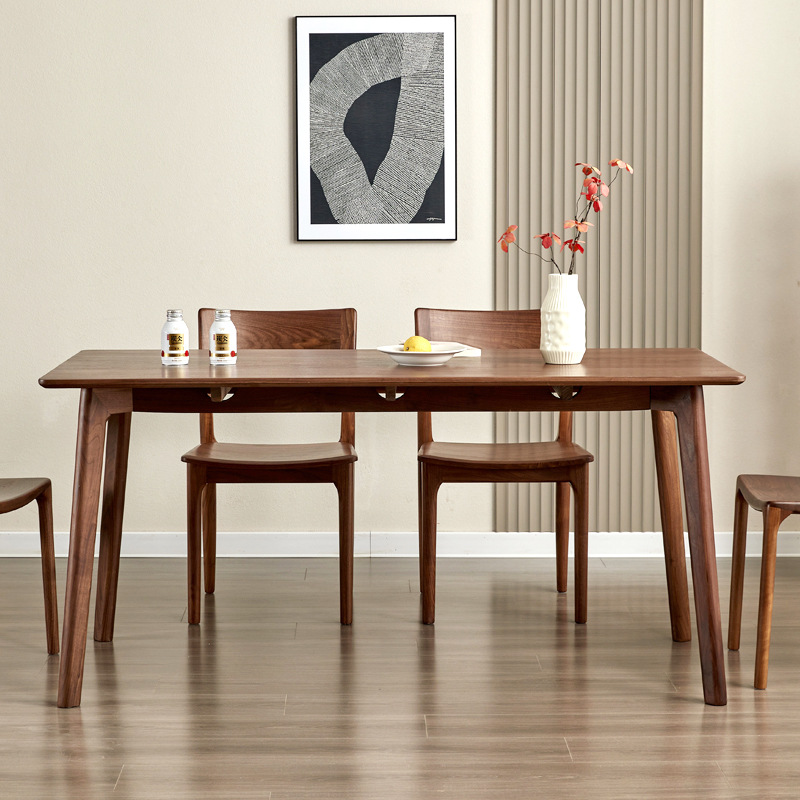 北美黑胡桃木餐桌北欧全实木长方形餐台家用学习书桌大师设计茶桌
