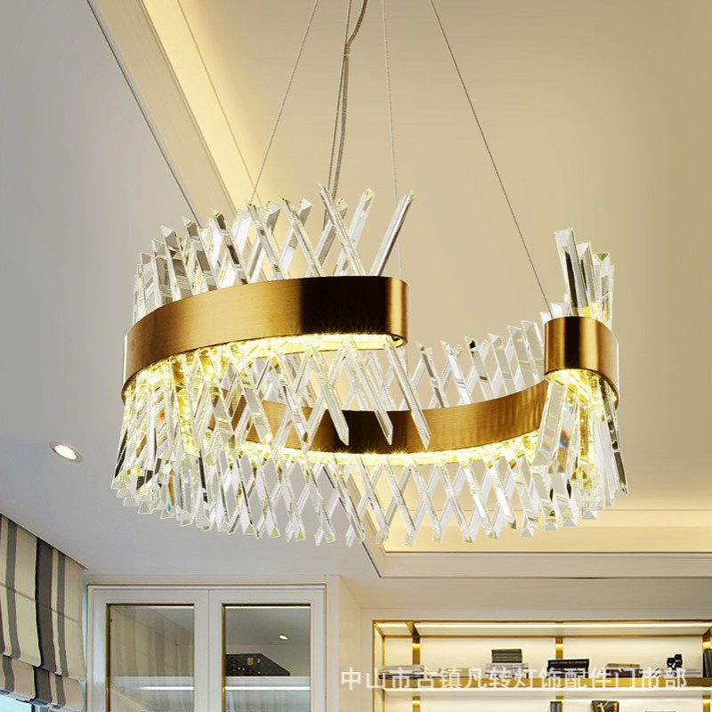 北欧后现代高档大气创意个性软装现代简约K9水晶轻奢不锈钢餐吊灯