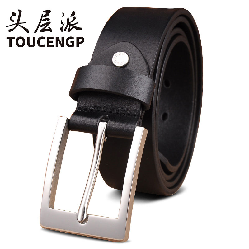 不锈钢皮带男真皮针扣头层纯牛皮牛仔G裤腰带男单层整张皮简约百