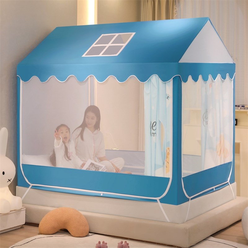 1米3男孩蒙古包蚊帐儿童床上帐篷女孩防光N床帘挡风空调直吹定做