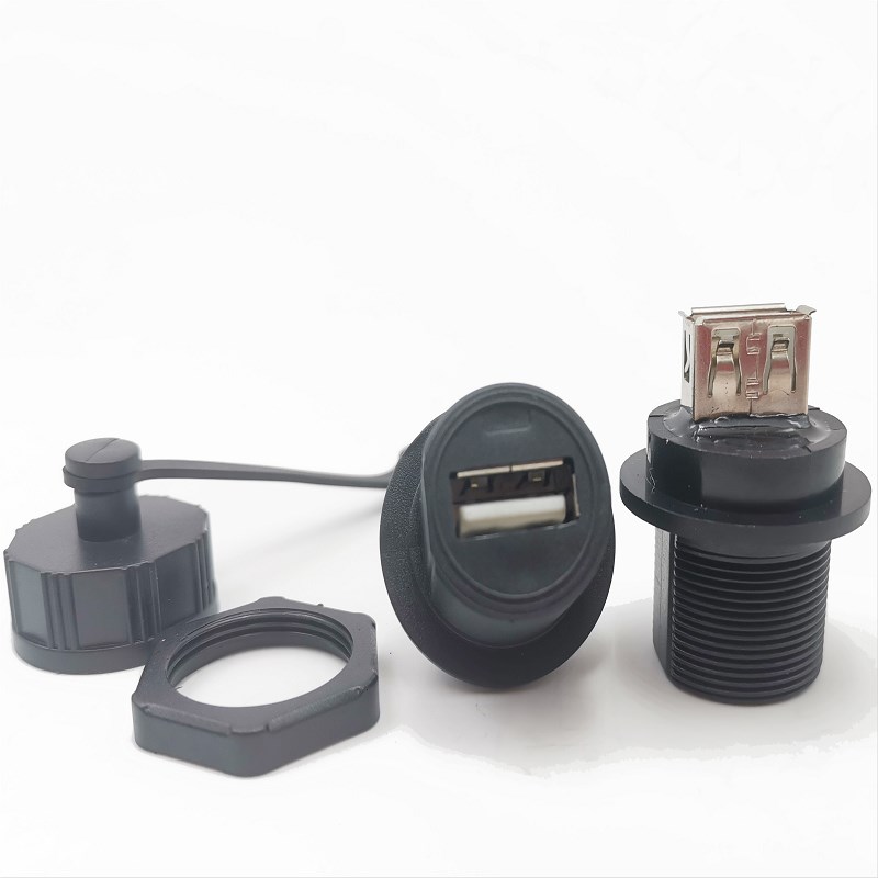 20Y-USB面板固定直通母插座v IP67防水信号AFAM公母接头数据连接