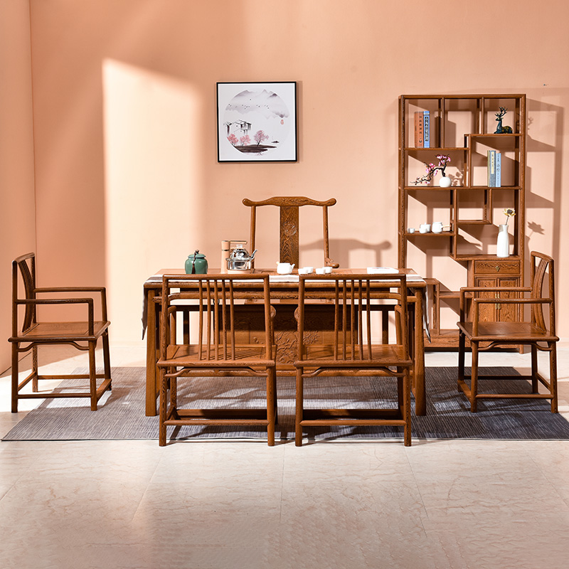 红木家俱鸡翅木茶桌实木功夫茶台茶几家J用喝茶桌新中式接待泡茶