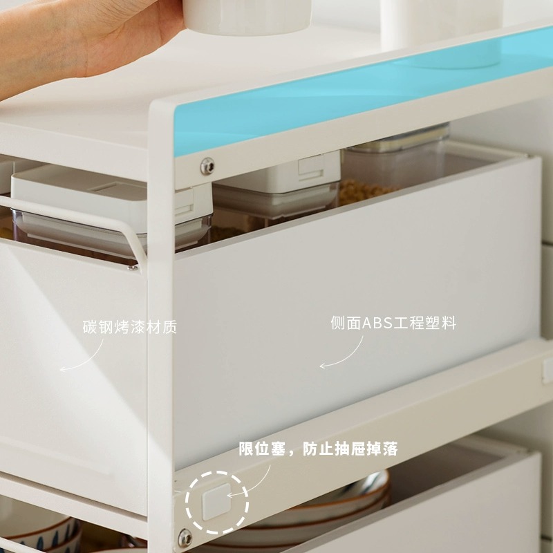 拉篮厨房整体橱柜双层碗碟架抽屉式置物架调味收纳层架R桌面带盖