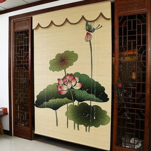 隔断帘升降竹子装 竹帘窗帘卷帘印花遮光竹门帘阳台遮阳帘子日式 饰