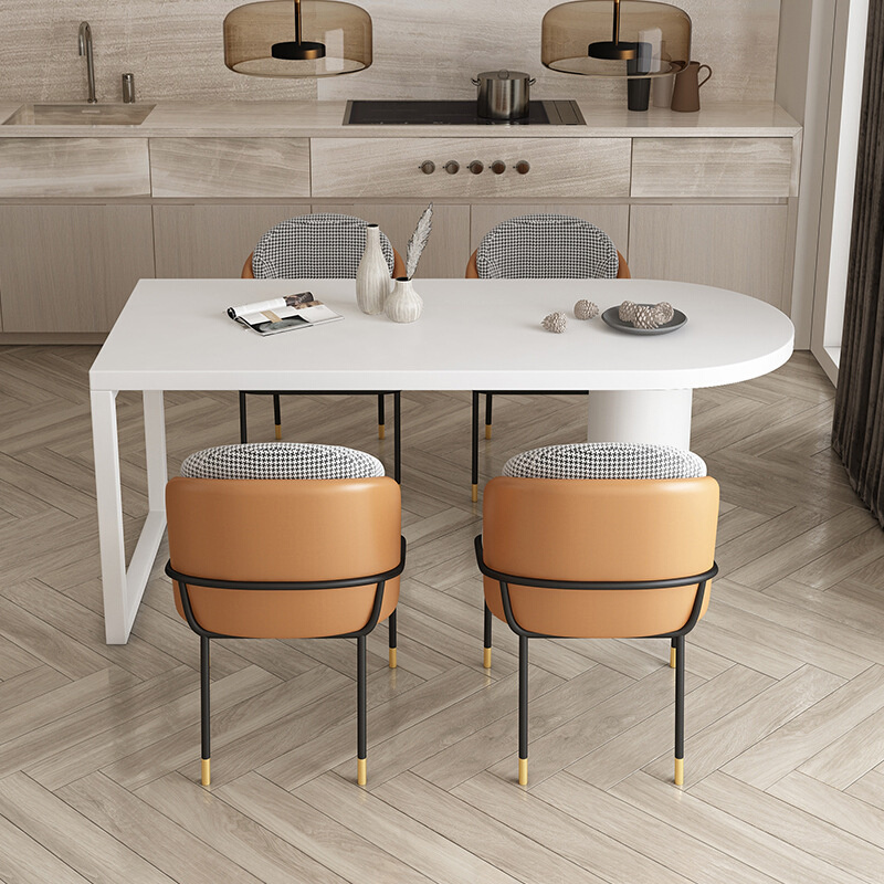 北欧小户型家用厨房餐厅饭桌设计师创意酒店靠墙岛台岩板餐桌组合