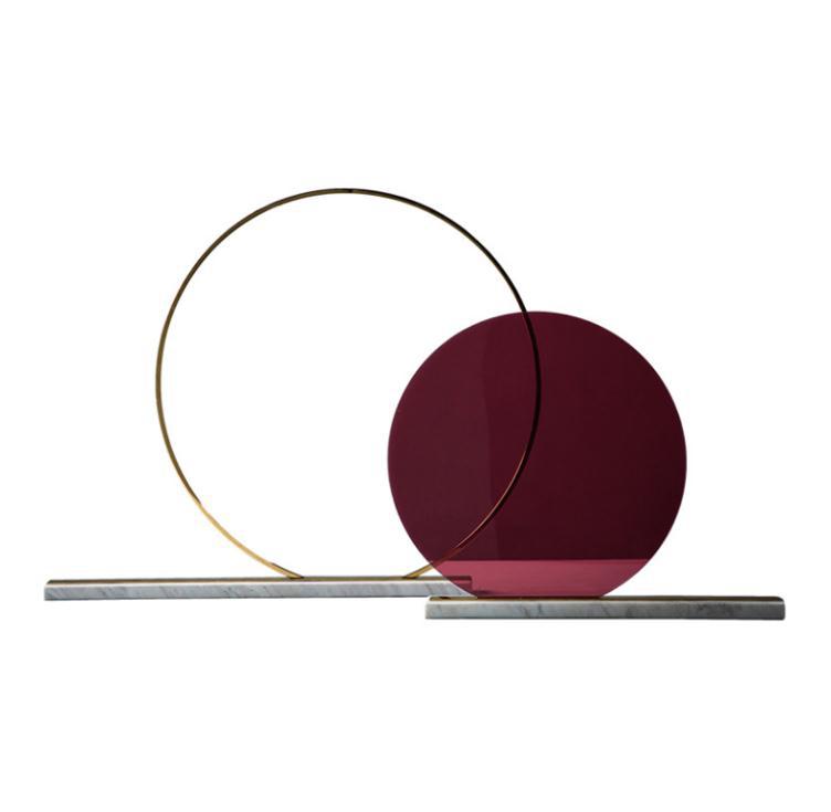 创意几何摆件造型现代风格轻奢样板房大理石圆圈摆饰品几何创意